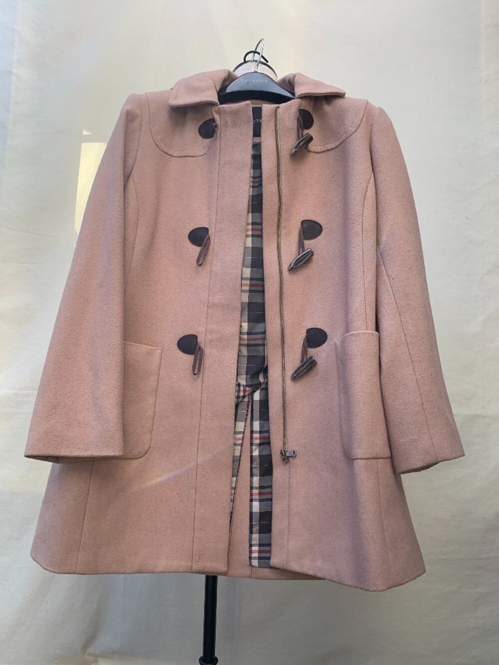 Talbots Petites 12P Camel 100% Wool Hooded Toggle Duffle Coat